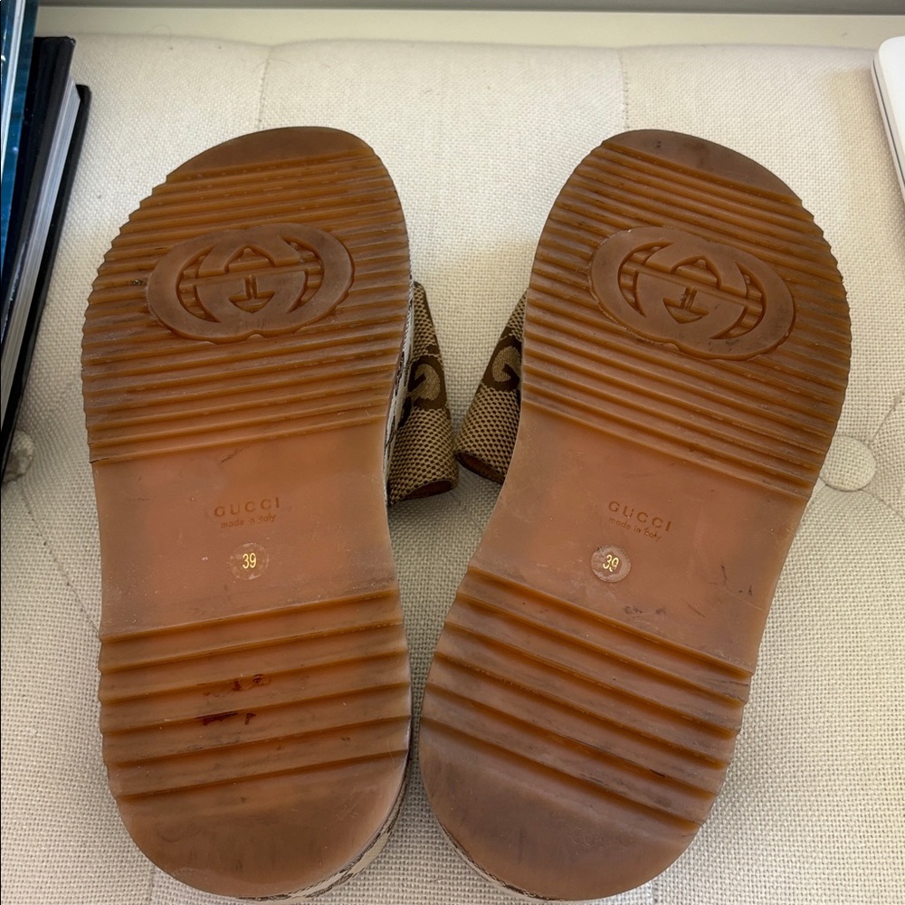 Gucci Women's Tan Logo Platform Sandals - Picture 8 of 8